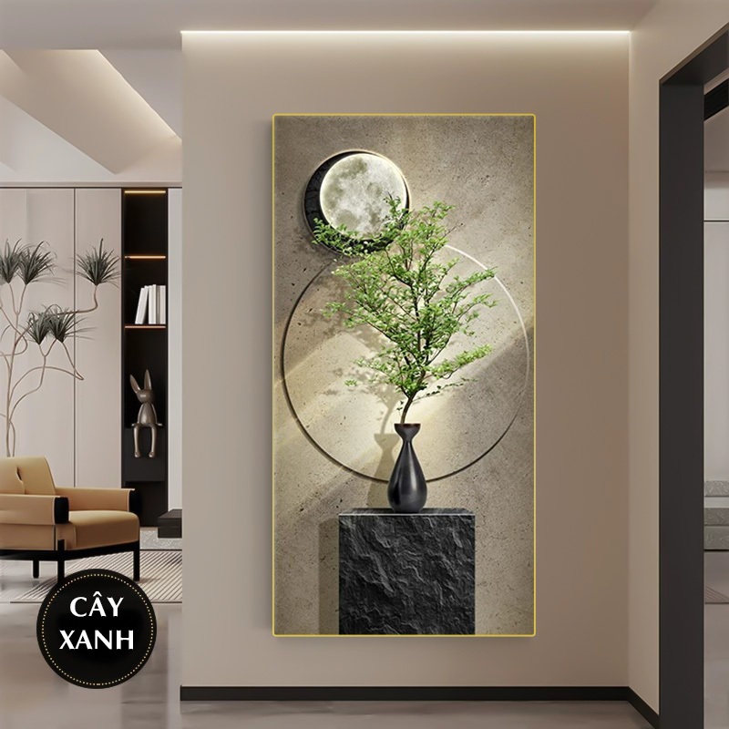 Tranh Treo Decor "Cây Cảnh xanh" Tranh Decor - Tranh Treo Phòng khách, Tranh Treo phòng ngủ, Tranh tráng gương cao cấp
