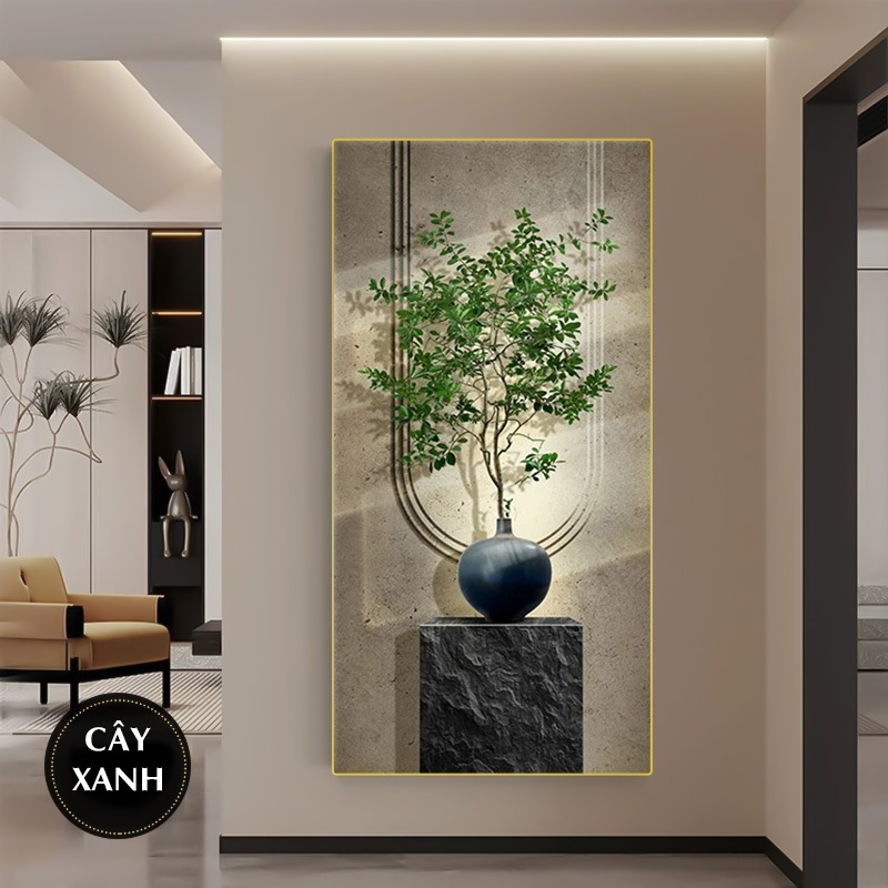 Tranh Treo Decor "Cây Cảnh xanh" Tranh Decor - Tranh Treo Phòng khách, Tranh Treo phòng ngủ, Tranh tráng gương cao cấp