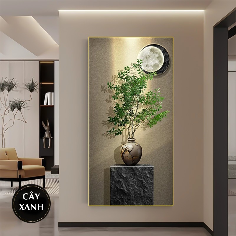 Tranh Treo Decor "Cây Cảnh xanh" Tranh Decor - Tranh Treo Phòng khách, Tranh Treo phòng ngủ, Tranh tráng gương cao cấp