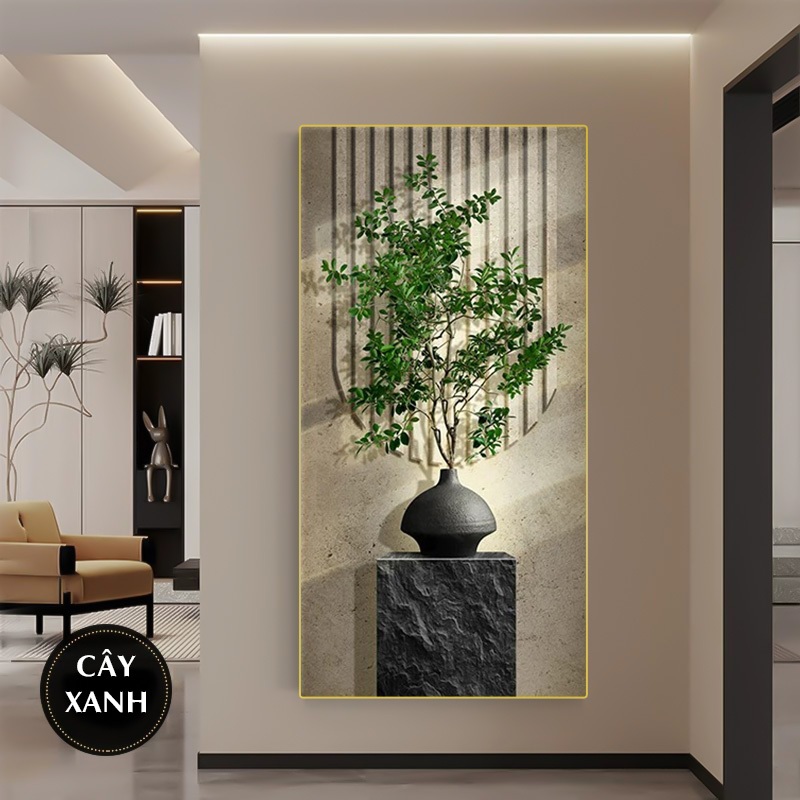 Tranh Treo Decor "Cây Cảnh xanh" Tranh Decor - Tranh Treo Phòng khách, Tranh Treo phòng ngủ, Tranh tráng gương cao cấp