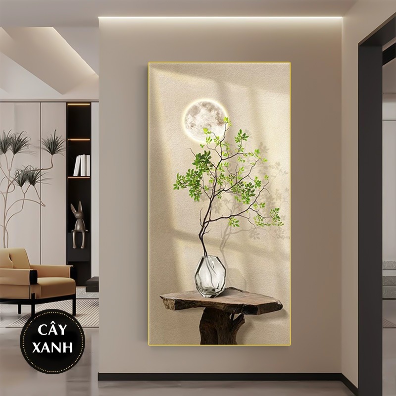Tranh Treo Decor "Cây Cảnh xanh" Tranh Decor - Tranh Treo Phòng khách, Tranh Treo phòng ngủ, Tranh tráng gương cao cấp