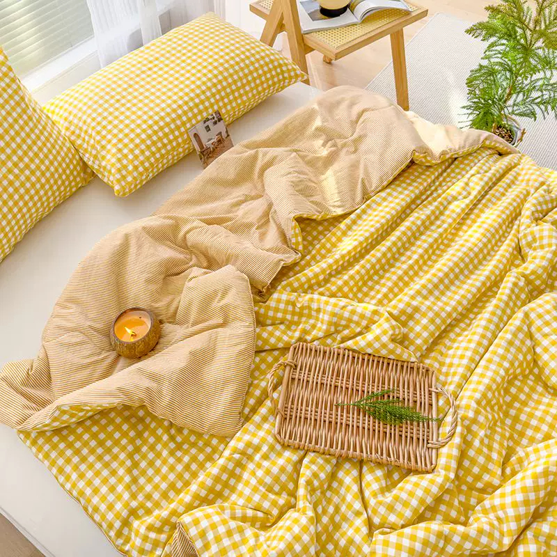 Bộ Chăn Ga Gối Kẻ CARO chất Đũi Đậu Nành, Chăn Hè Mềm Mịn Thoáng Mát Nhiều Mẫu Kích Thước 2m x 2m2