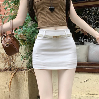 Chân váy vải trơn dáng ngắn kèm đai basic #906