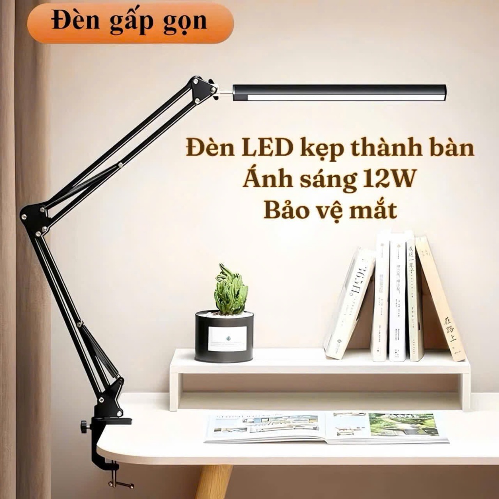 Đèn Học Kẹp Thành Bàn, Xoay 360 Độ, Thân Kim Loại, Tay Gập Đa Năng, Đèn 3 Chế Độ Ánh Sáng Chống Cận – VTD Shopping Mall