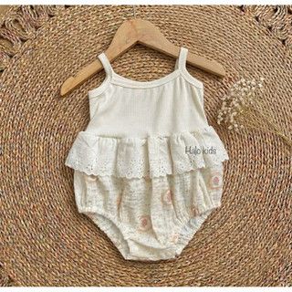 Body 2 dây phối màu xinh xắn  chất liệu Xô muslin cho bé gái