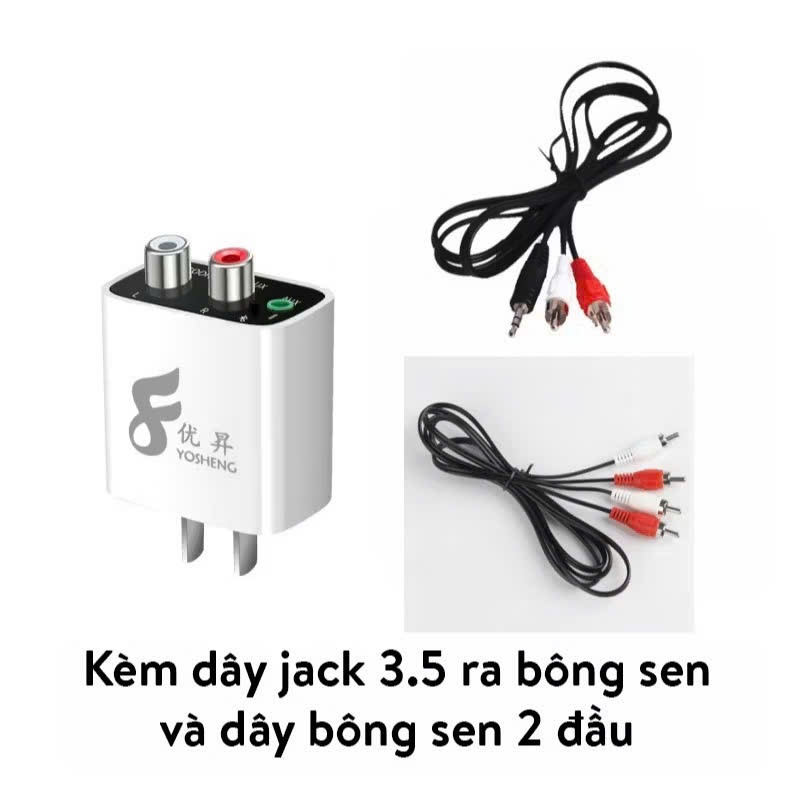 Bộ Yosheng Thu Phát Âm Thanh Chuyển Bluetooth 5.0 ra RCA và 3.5mm,Trực Tiếp Khuếch Đại Âm Nhạc Chất Lượng Cao cho loa,