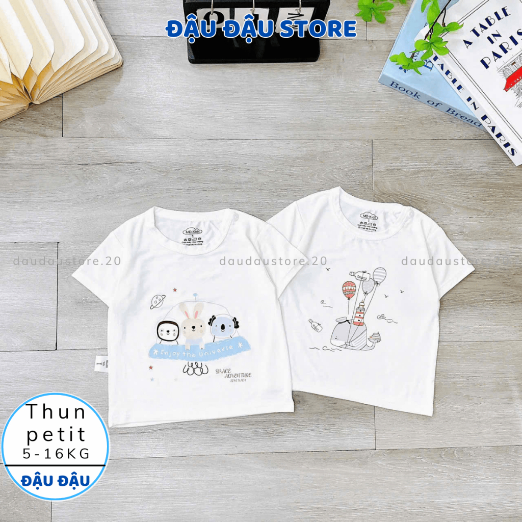Set 3/5 Áo Cộc Tay Thun Lạnh Sơ Sinh in hoạ tiết mềm mịn cho bé trai bé gái size 4 -14 kg MD-ACV10 Đậu Đậu Store