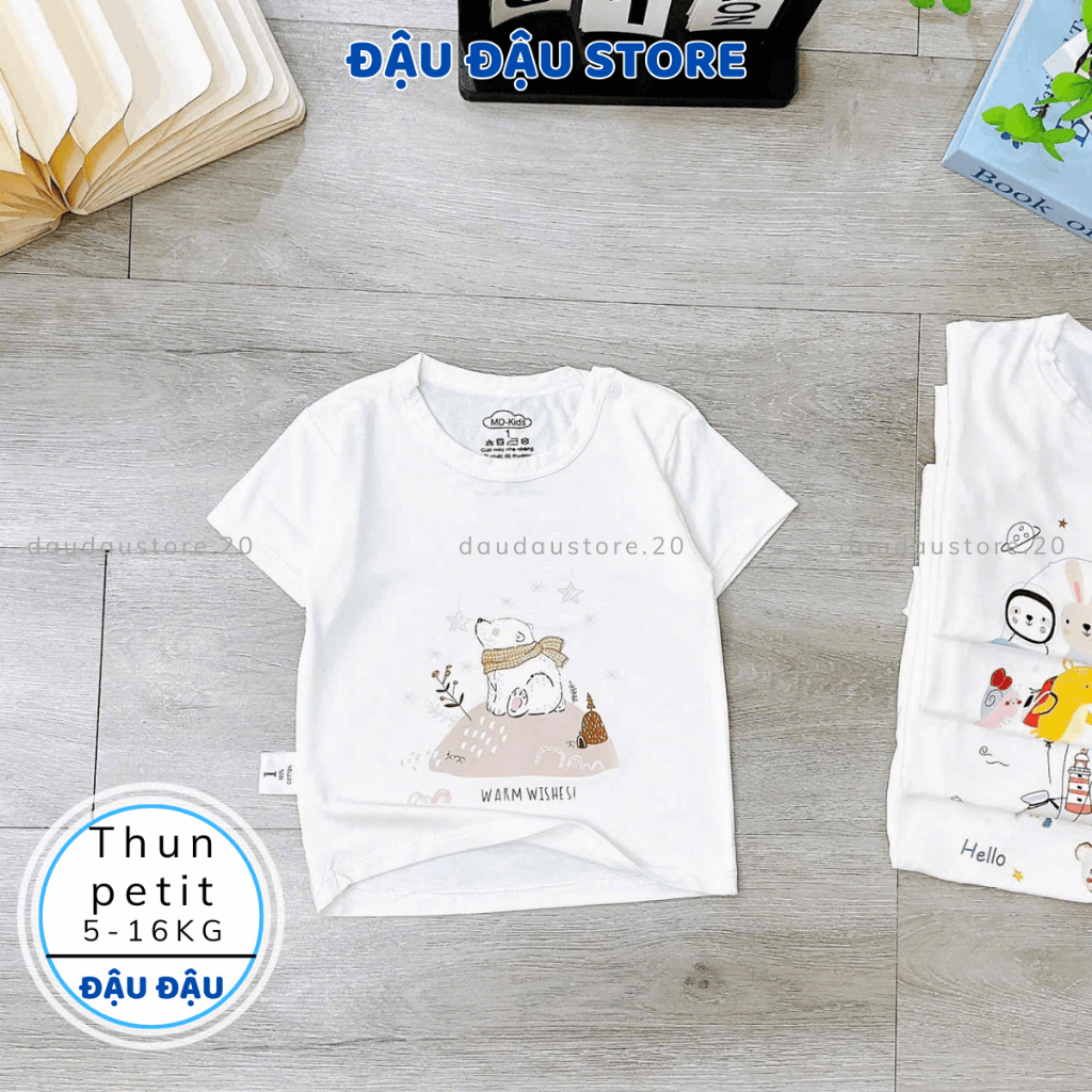 Set 3/5 Áo Cộc Tay Thun Lạnh Sơ Sinh in hoạ tiết mềm mịn cho bé trai bé gái size 4 -14 kg MD-ACV10 Đậu Đậu Store