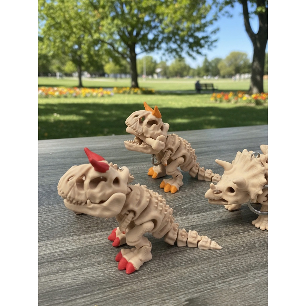 Móc Khóa Khủng Long Bộ Xương 3D In Khớp Cử Động Độc Lạ Dễ Thương - in 3D Nhựa PLA An Toàn