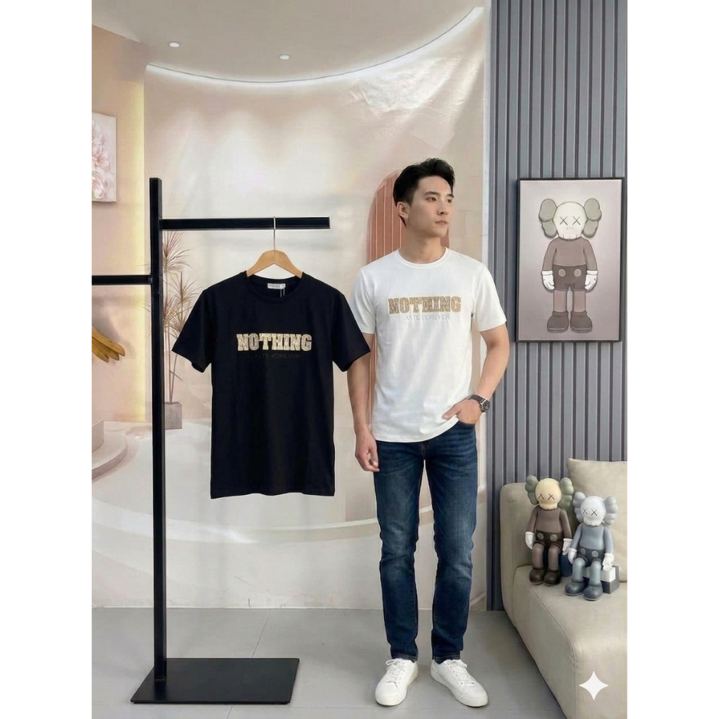 [iHKT.4] 45-90kg Áo Phông Nam, thêu Nothing, slimfit, rẻ, đẹp, bền, unisex, bigsize, thời trang