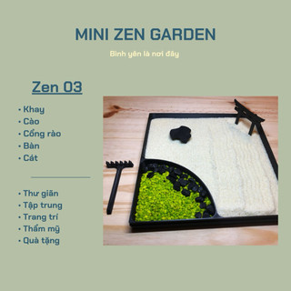 Vườn thiền cát mini trang trí bàn làm việc/ Mini Zen Garden - Bộ thiền cát thư giãn, giảm stress - Desk Decor Set