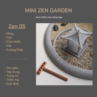 Vườn thiền cát mini trang trí bàn làm việc/ Mini Zen Garden - Bộ thiền cát thư giãn, giảm stress - Desk Decor Set