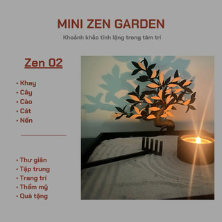 Vườn thiền cát mini trang trí bàn làm việc/ Mini Zen Garden - Bộ thiền cát thư giãn, giảm stress - Desk Decor Set