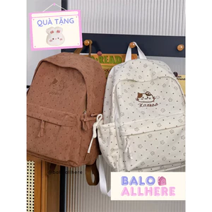 Balo Vải Nhung Chấm Bi Dễ Thương BL542