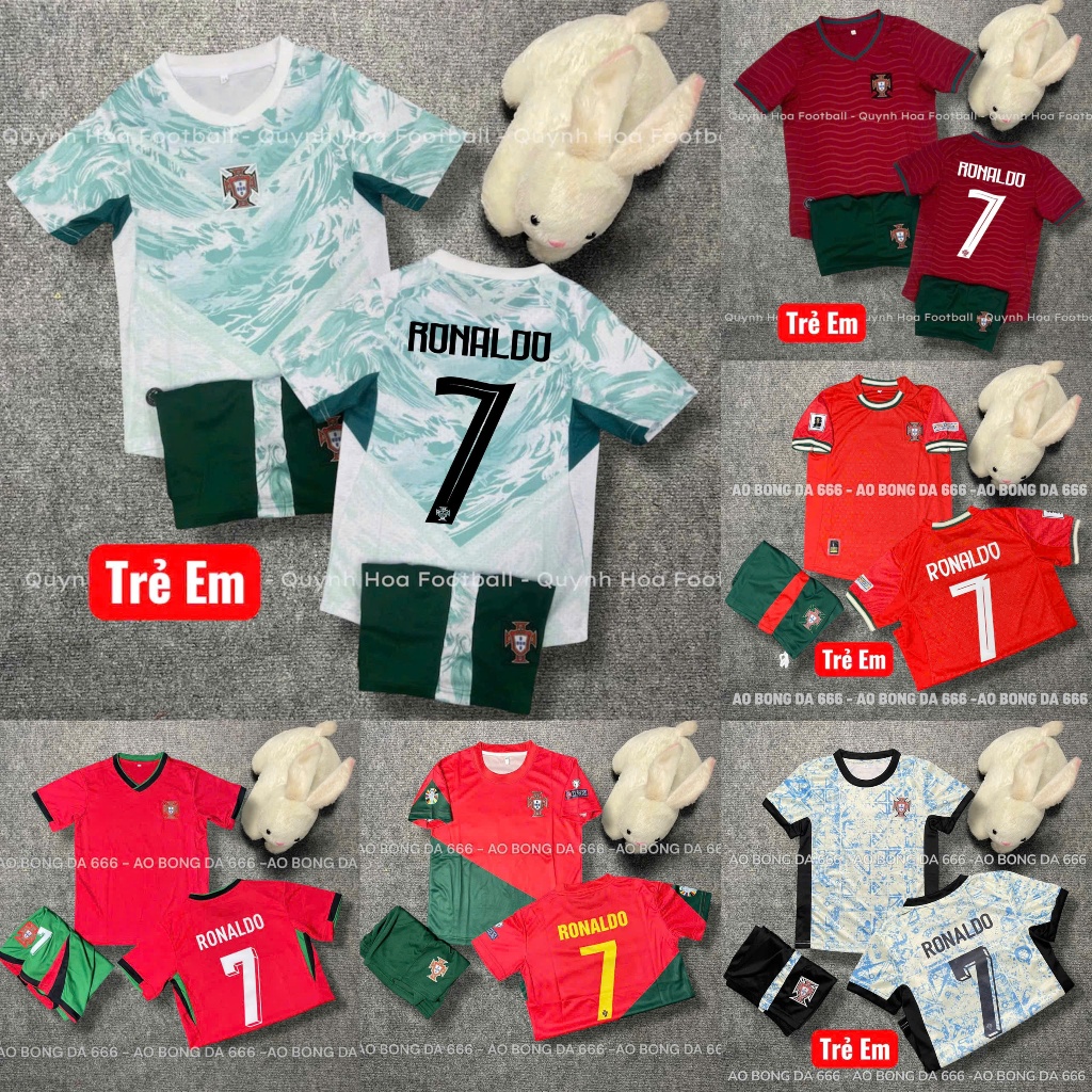 Áo Bóng Đá, Áo Đá Banh Trẻ Em Đội tuyển Bồ Đào Nhà In Ronaldo 2022  - Vải Mè Thái Cao Cấp..