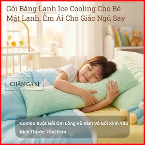 🌕BÉ CƯNG🌕Gối Ôm Băng Lạnh Phối Lụa Lyocell Cho Bé Đi Học Êm Ái, Mát Lạnh, Kèm Ruột Lông Vũ Cao Cấp
