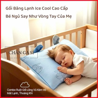 🪐Tặng Kèm Ruột🪐Gối Nằm Băng Lạnh Cho Bé 35x50cm Mát Lạnh, Êm Ái, Vỏ Kèm Ruột Gối Lông Vũ Cao Cấp