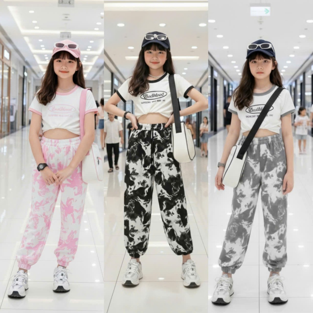 Sét quần áo trẻ em cộc tay,áo chất vải tăm lạnh phối quần jogger from rộng co giãn thoải mái.M64