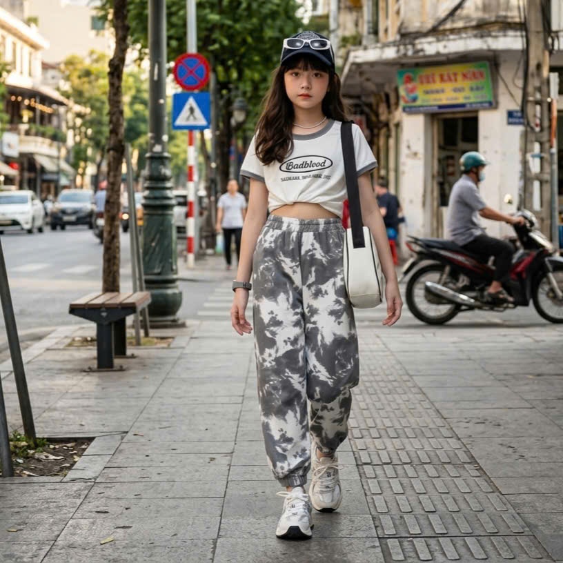 Sét quần áo trẻ em cộc tay,áo chất vải tăm lạnh phối quần jogger from rộng co giãn thoải mái.M64