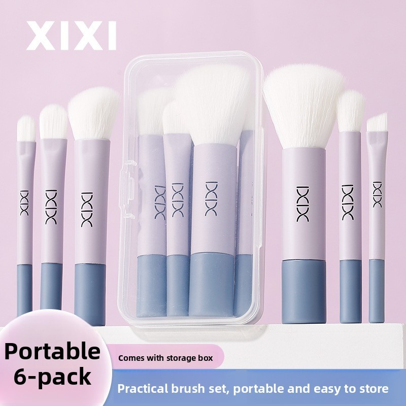 Xixi Bộ Cọ Trang Điểm 6 Món Mini Macaron Dễ Thương, Cọ Mịn, Gọn Nhẹ, Mang Theo Du Lịch XS08