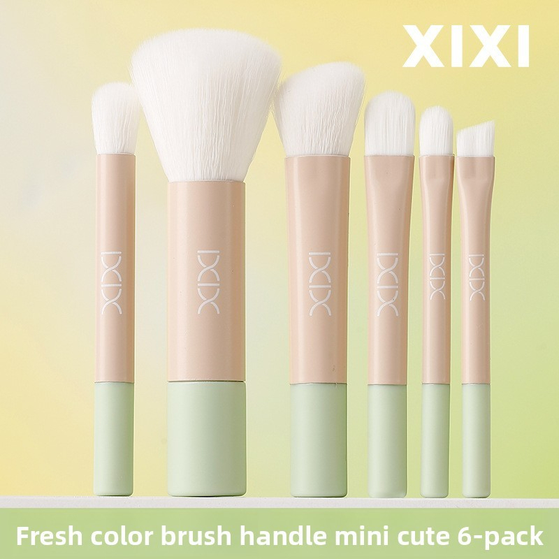 Xixi Bộ Cọ Trang Điểm 6 Món Mini Macaron Dễ Thương, Cọ Mịn, Gọn Nhẹ, Mang Theo Du Lịch XS08