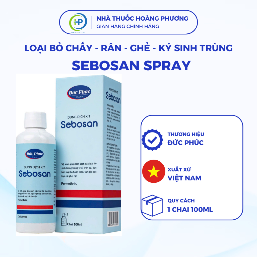 (Permethrim 5%) Sebosan chứa Permethrin 5% giúp làm sạch ghẻ, trứng ghẻ ...