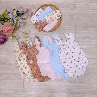 (Trứng 3-13kg) Body chip kèm nơ hoa nhí form ôm (~ muốn thoải mái tăng size ạ)