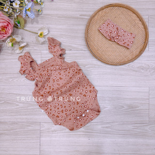(Trứng 3-13kg) Body chip kèm nơ hoa nhí form ôm (~ muốn thoải mái tăng size ạ)