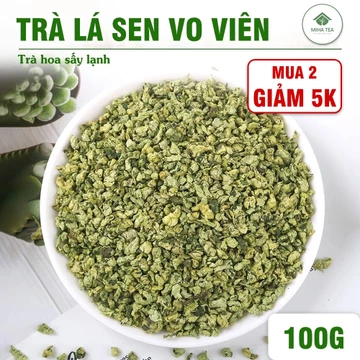 Lá sen non vo viên 100g, trà lá sen cuộn sấy lạnh, trà sen, đậm vị - Miha Tea