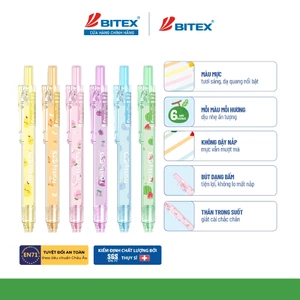 Bút Dạ Quang Bấm Fruitty Click HL06 - Bút Highlight Duy Nhất Có Mùi Hương Trái Cây, Ngòi 4mm Sắc Nét, Bitex