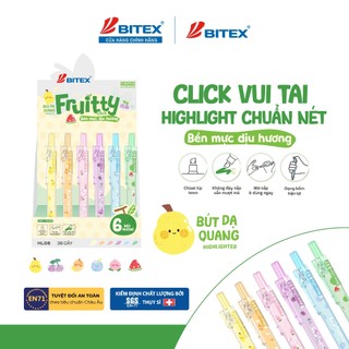 [MỚI VỀ] Bút Dạ Quang Bấm Fruitty Click HL06 - Bút Highlight Duy Nhất Có Mùi Hương Trái Cây, Ngòi 4mm Sắc Nét, Bitex