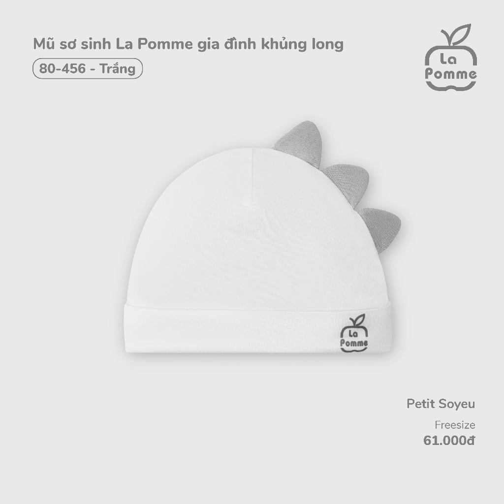 Mũ sơ sinh La Pomme gia đình khủng long - Sợi Petit Soyeu thoáng mát – Bé trai - Freesize