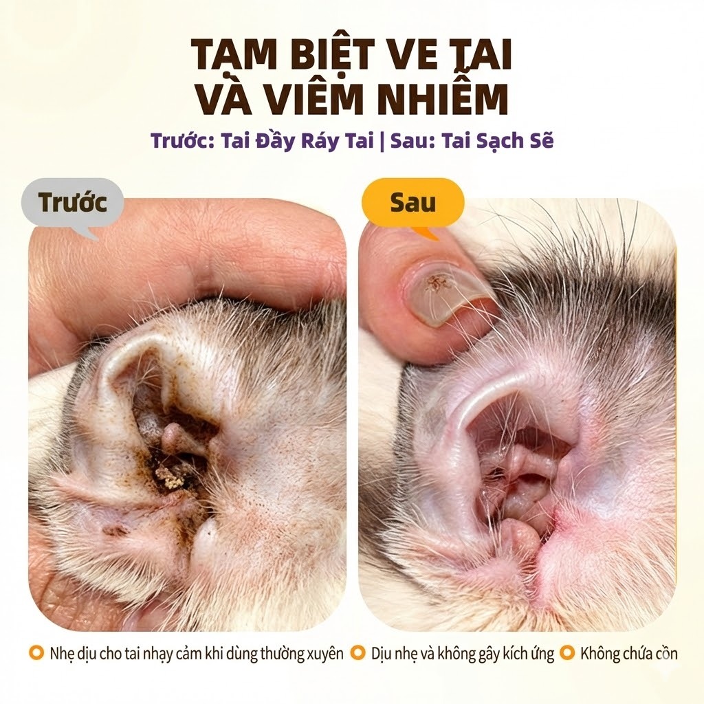 Cassiel Pet Nước Nhỏ Tai Đa Năng Cho Chó Mèo Loại Bỏ Bụi Bẩn Khử Ngừa Viêm Tai Mùi Làm Dịu Ngứa Do Bụi