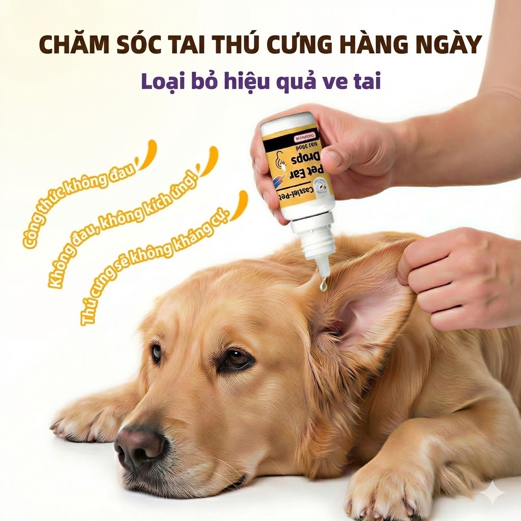 Cassiel Pet Nước Nhỏ Tai Đa Năng Cho Chó Mèo Loại Bỏ Bụi Bẩn Khử Ngừa Viêm Tai Mùi Làm Dịu Ngứa Do Bụi