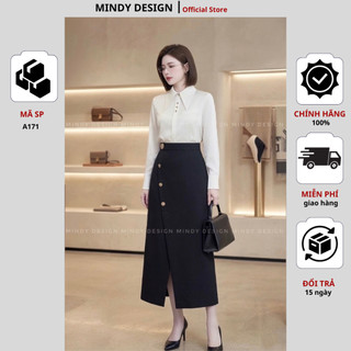 A171 - Áo Sơ Mi Lụa Nữ Dài Tay Cao Cấp MindyDesign - Áo Sơ Mi Công Sở Kiểu Dáng Thanh Lịch, Chất Lụa Ý Mềm Mịn Không Nhă