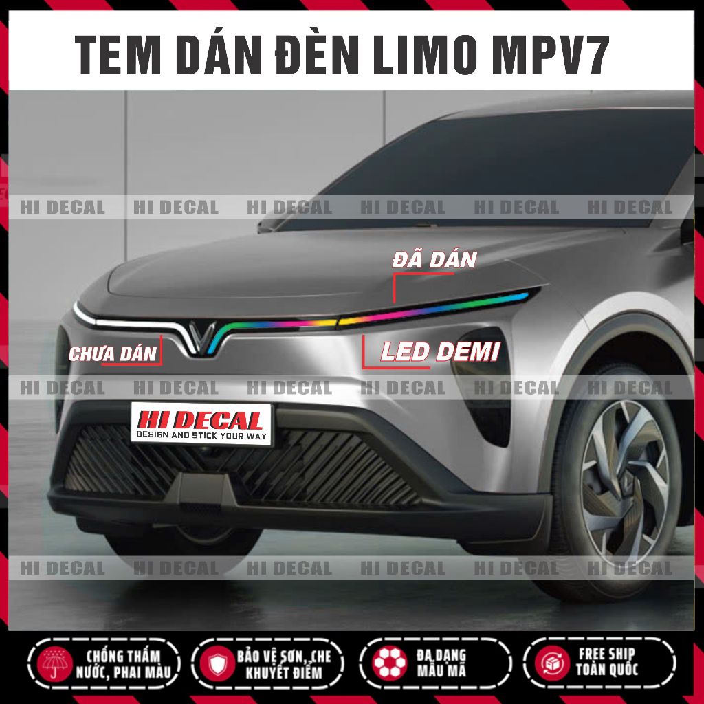MPV7 Decal đổi màu đèn VinFast MPV7 - tem dán bảo vệ đổi màu đèn MPV7 combo dán đèn Limo MPV7 | Hidecal