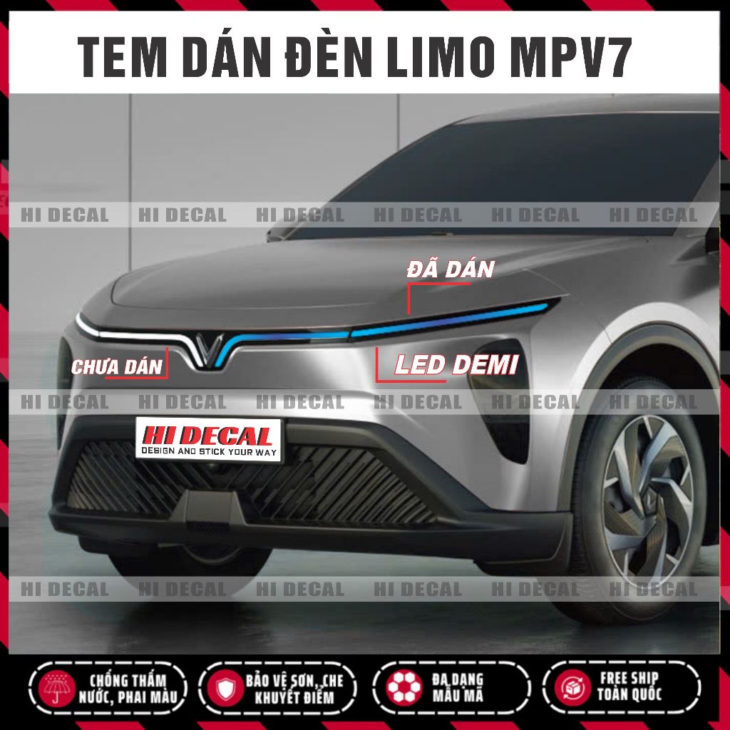 MPV7 -Limo Green decal dán đổi màu đèn Vinfast MPV7, decal không phai màu 3 lớp chống thấm nước, không bong tróc, dễ dán