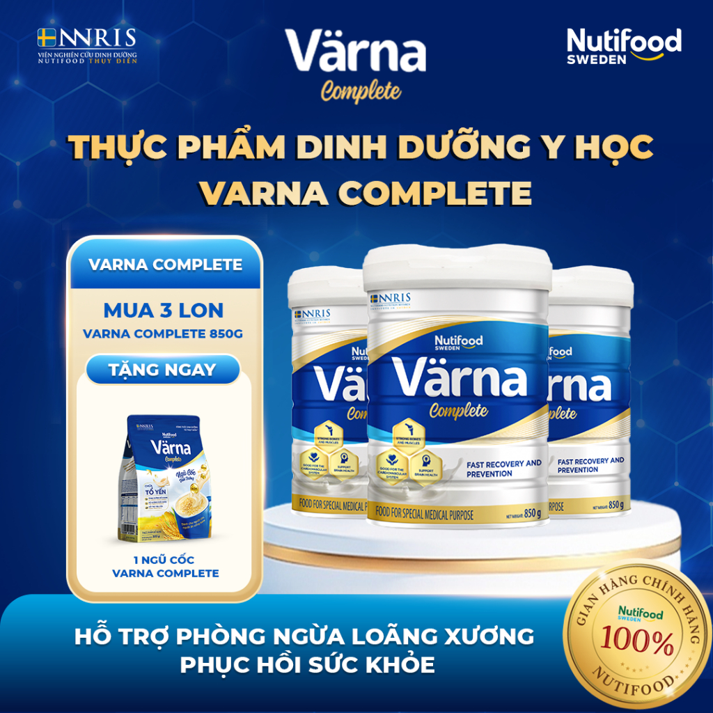 Sữa Bột Varna Complete (3 Lon Tặng 1 Gói NCDD) - Hỗ Trợ Giảm Đau Nhức Xương Khớp, Hồi Phục Thể Trạng