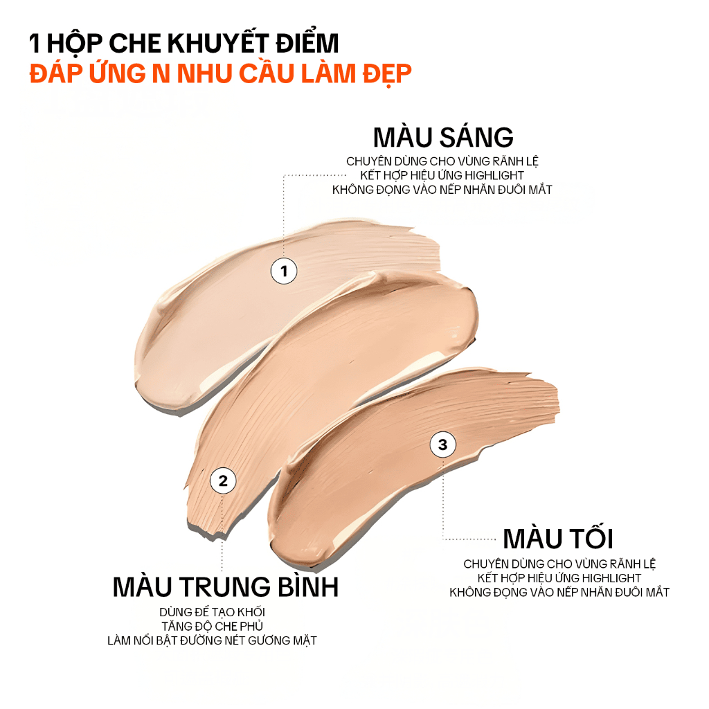 TFIT Kem che khuyết điểm 3 ô 15g độ che phủ cao, dễ dàng che thâm mắt, nám, tàn nhang