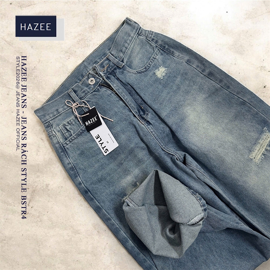 Quần Jeans nữ Ống suông HAZEE rách gối – ITEM Hot Trend STREETWEAR 2026