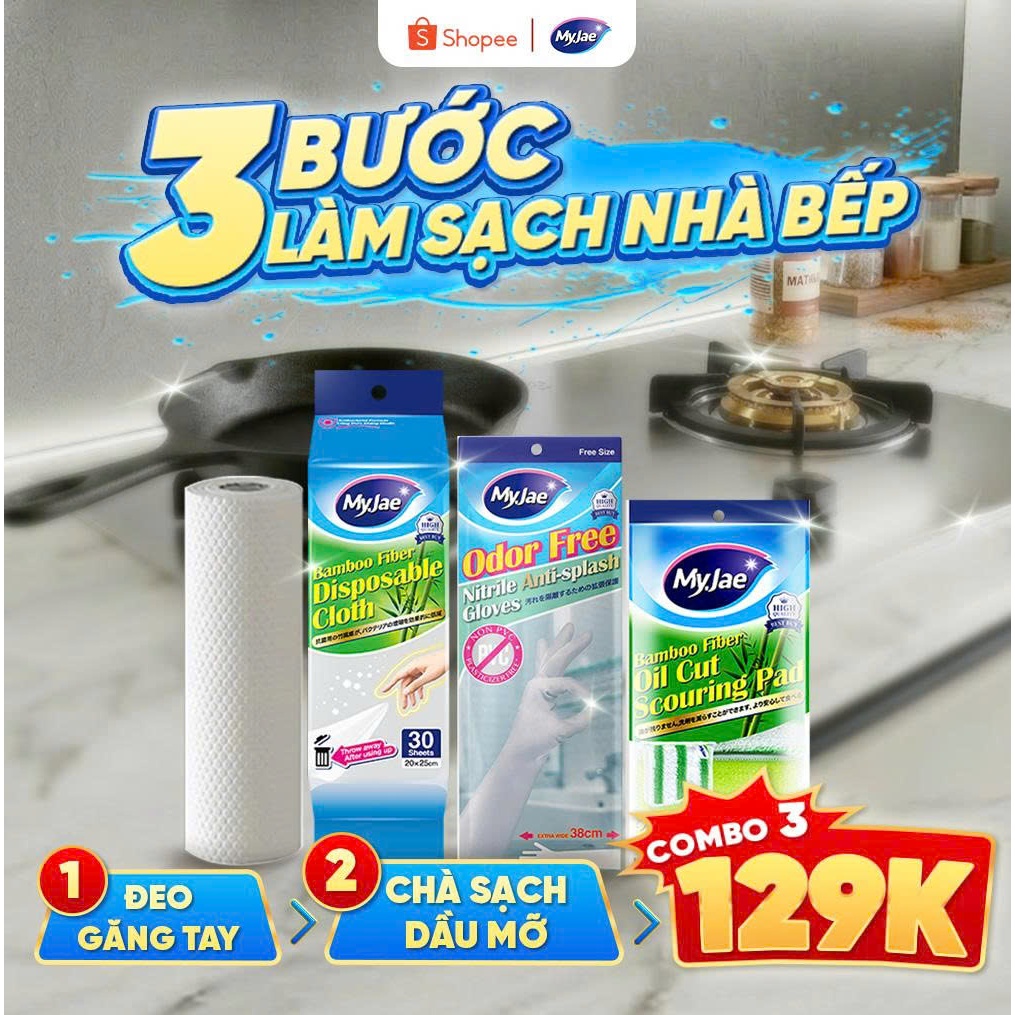 [COMBO 1 Bịch rửa chén +1 Cuộn khăn lau +1 Găng tay] Bộ sản phẩm Vệ Sinh Nhà Bếp Sạch Gọn, An Toàn, Tiện Dụng