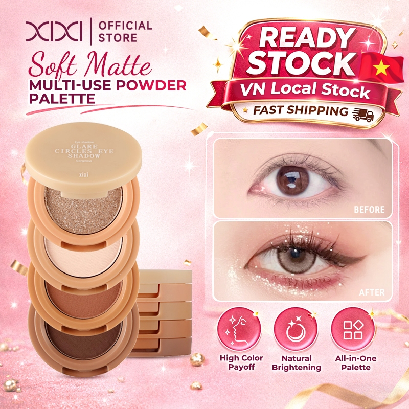 XIXI D489 Bảng Phấn Mắt 4 Ô Lì & Nhũ, Lên Màu Chuẩn, Phấn Mịn Dễ Tán, Eyeshadow Trang Điểm Mắt