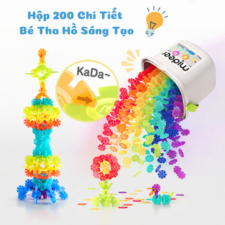 Đồ Chơi Xếp Hình 3D 200 Mảnh Kèm Sách Hướng Dẫn Cho Bé-Hộp Ghép Hình Mideer Snowflake Blocks Giáo Dục Phát Triển Não Bộ