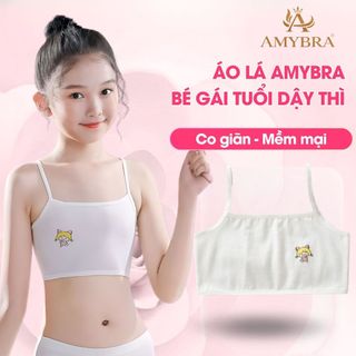 Áo Lá Học Sinh Cotton Thoáng Mát- Áo Lót Học Sinh Họa Tiết Đáng Yêu Đường May Chắc Chắn AMYBRA B402