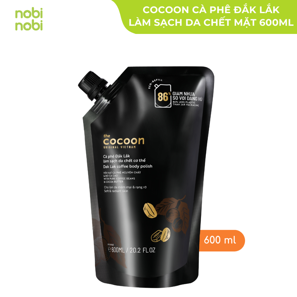 Tây tế bào chết COCOON Đắk Lắk làm sạch da  mặt và body 150ML/600ML