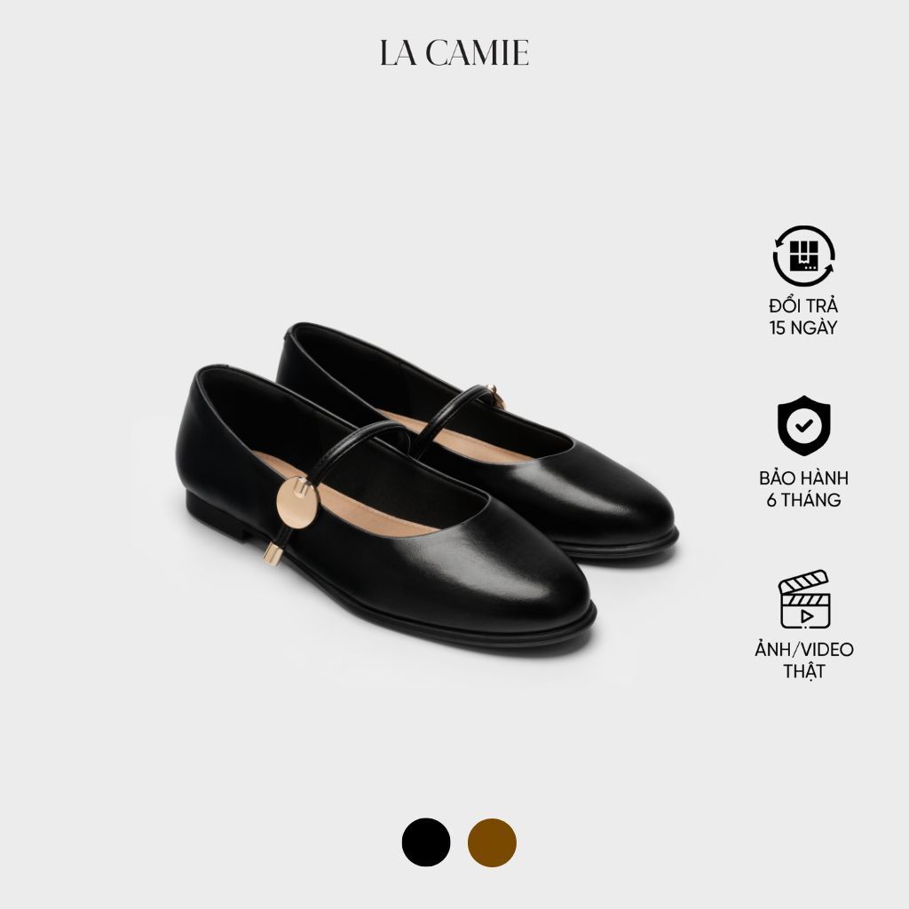 Giày búp bê phong cách Mary Jane cổ điển chất liệu da cao cấp thiết kể thanh lịch cổ điển thương hiệu La Camie GB6B0301