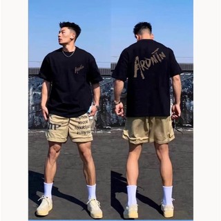 Áo Thun Cổ Tròn Nam Nữ Phối Chữ AROM 2 Mặt Phong Cách Trẻ Trung, Chất Liệu Cotton Dày Dặn