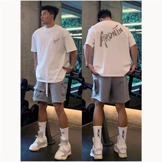 Áo Thun Cổ Tròn Nam Nữ Phối Chữ AROM 2 Mặt Phong Cách Trẻ Trung, Chất Liệu Cotton Dày Dặn