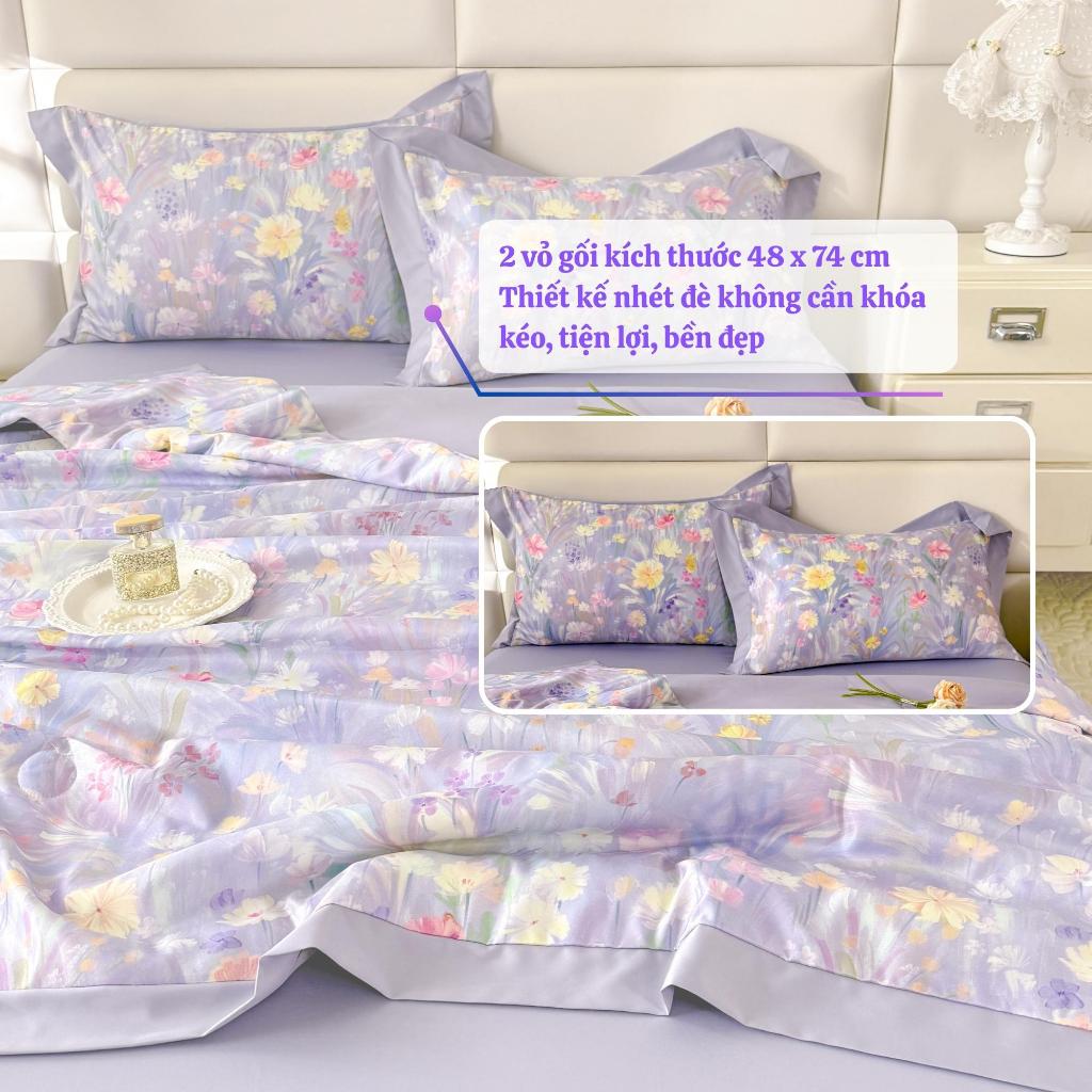 Bộ Chăn Ga Gối Lụa Thái 4 Món DigiSilk™ New 2026 – In Kỹ Thuật Số Cao Cấp An Như Bedding