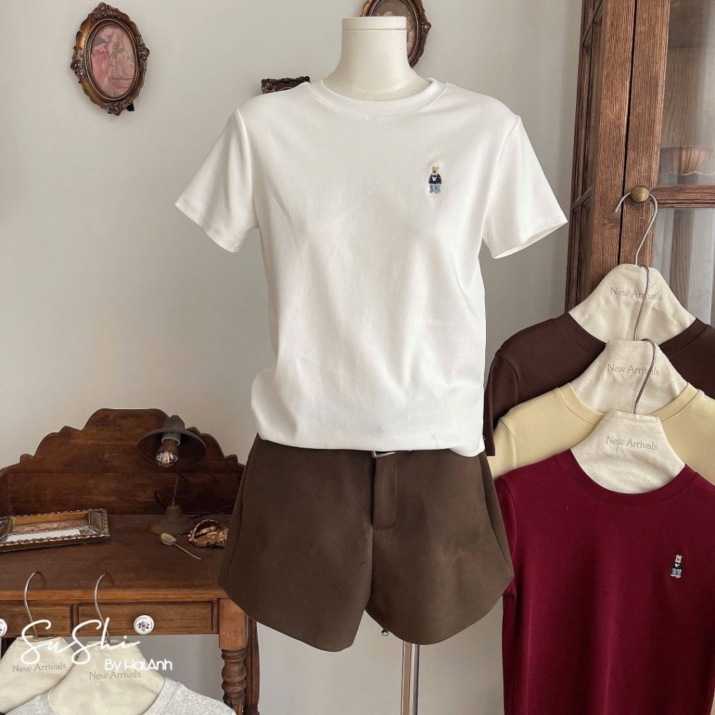[𝑯𝒂 𝑨𝒏𝒉] Áo Cộc Phông Trơn Tang Gấu Ngực QCL1